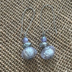 Pretty silver dangle earrings with lilac stone